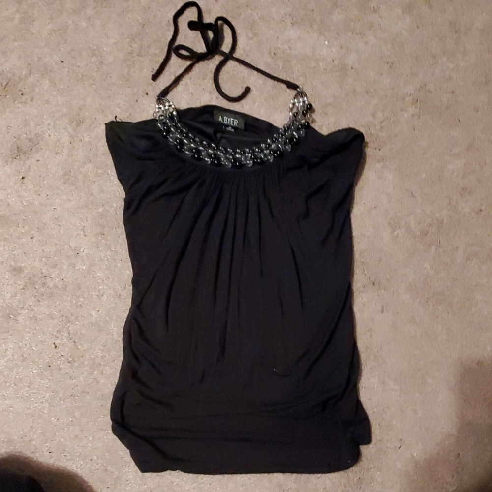 Amy Byer medium womens halter top tie neck